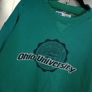Ohio University Athens Vintage 90s Thrash Distressed Crew Neck Sweatshirt Large
